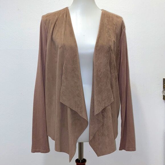 INC Draped Open Front Collarless Tan Cardigan - Picture 1 of 6